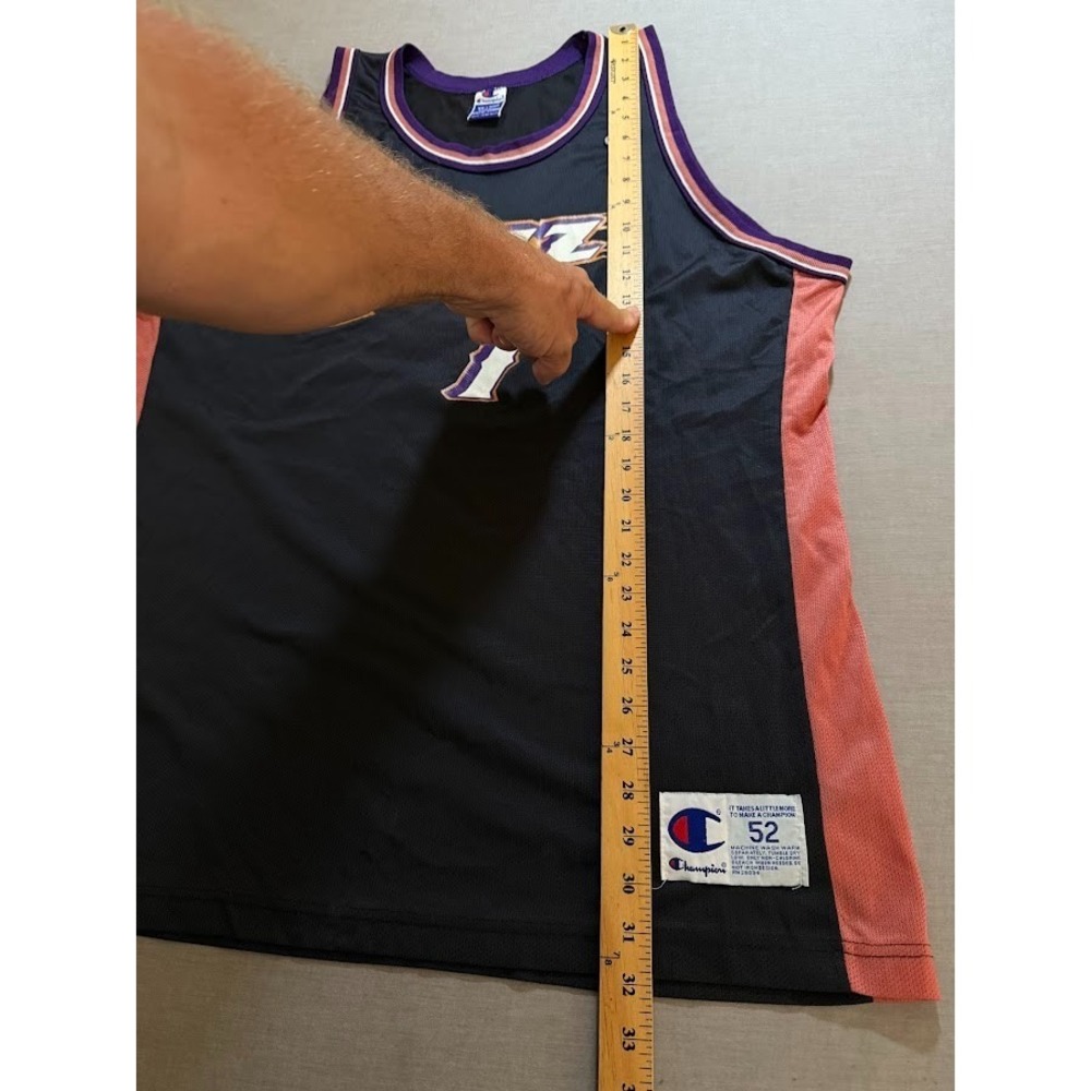 Vintage Utah Jazz #1 Champion NBA Jersey 52 Mens 2XL Black Sleeveless. - Picture 11 of 12